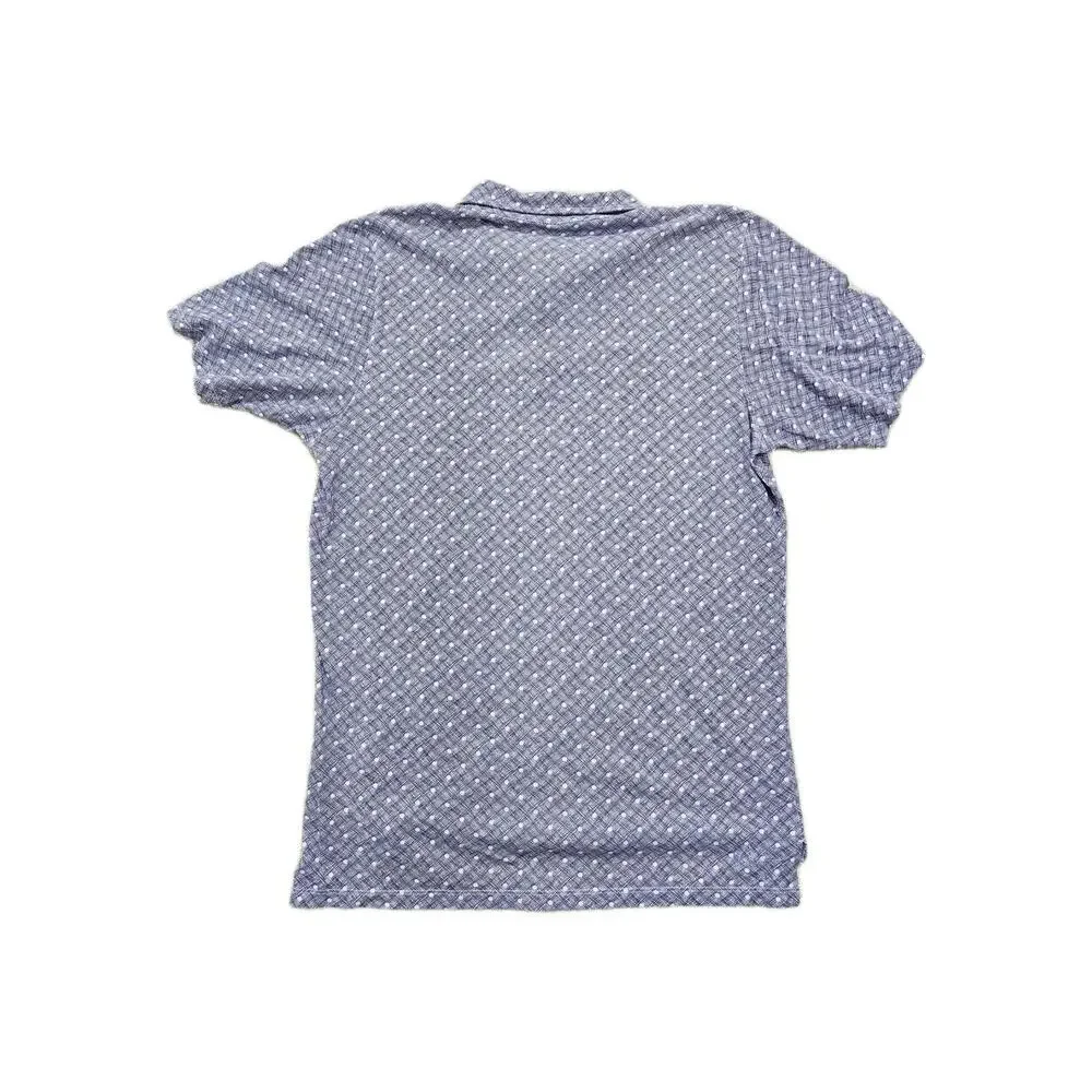 B. Draddy Men Shirt Medium Blue Print Golf Polo Pima Cotton Short Sleeve
